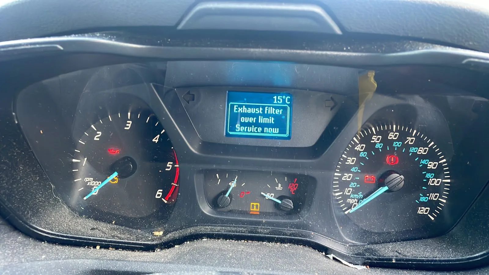 Exhaust filter over-limit dashboard warning